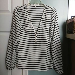 Striped Long Sleeve Blouse Size M